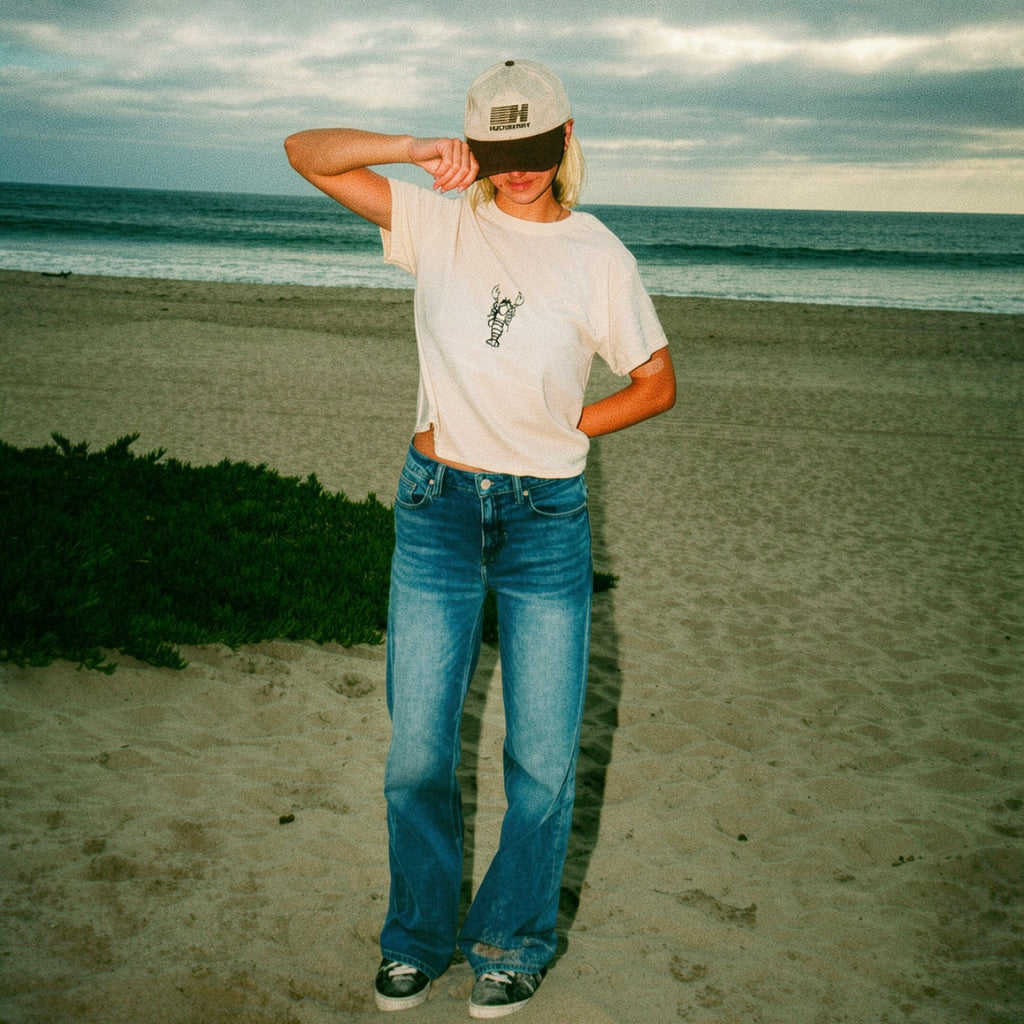 Ladies Creme Crop Top Lobster T