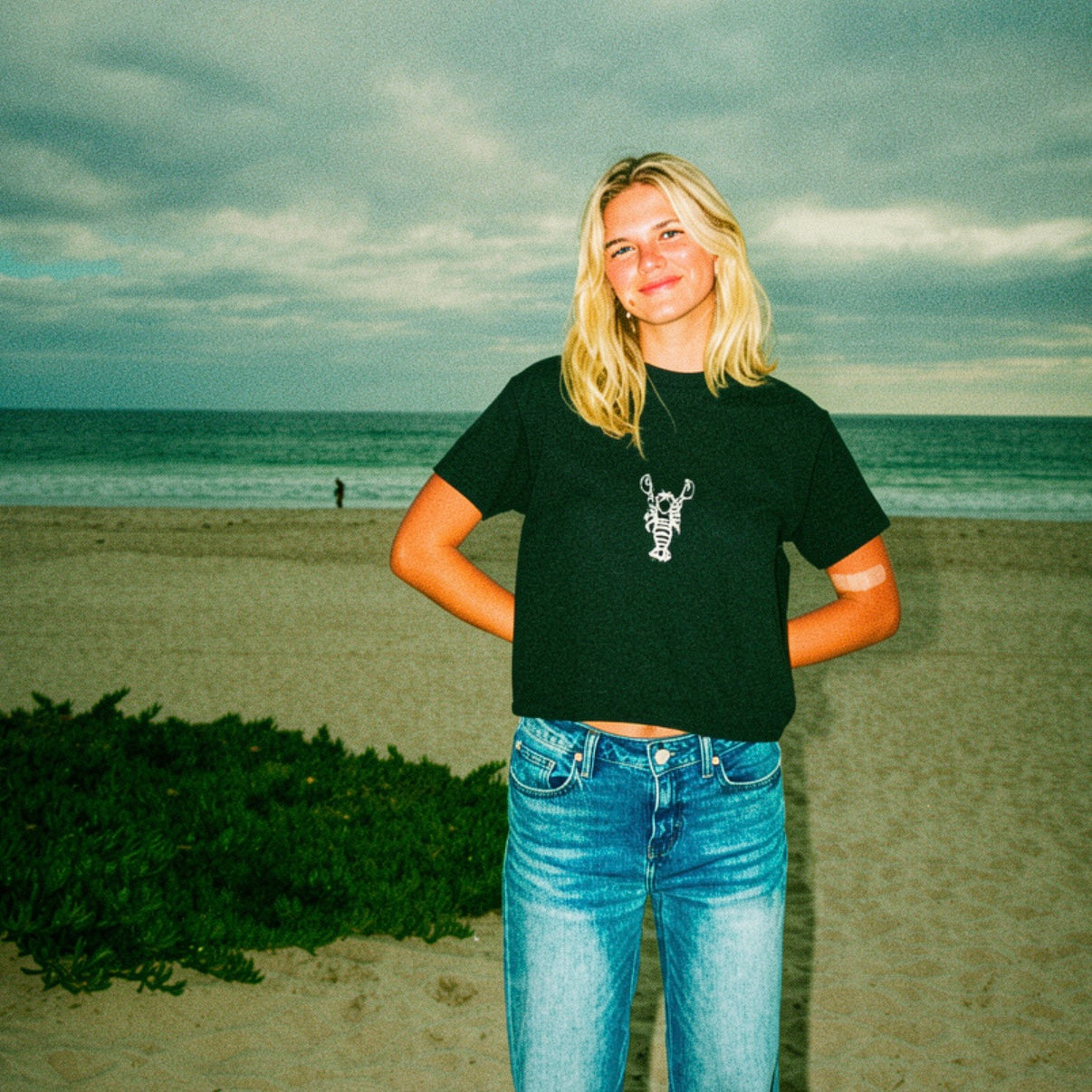 Ladies Brown Crop Top Lobster T